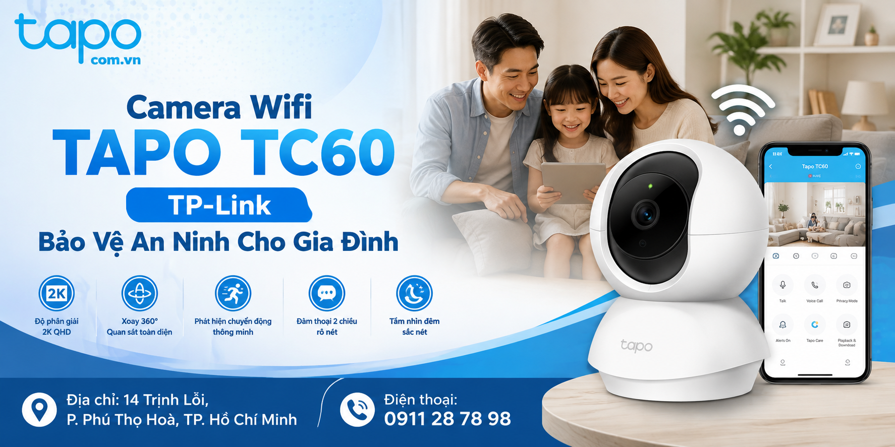 Camera Wifi Tapo TC60 TP-Link Bảo Vệ An Ninh Cho Gia Đình