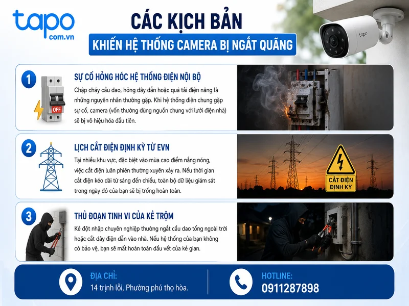 Các kịch bản khiến hệ thống camera bị ngắt quãng