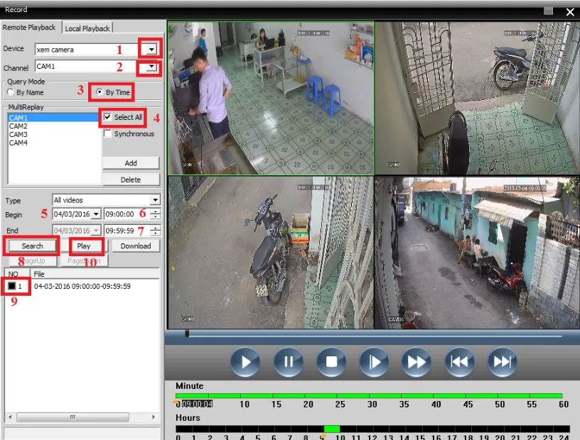 cách tua lại camera