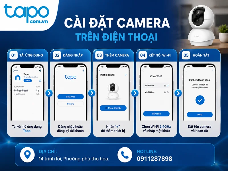 Cách cài đặt camera trên điện thoại Iphone, Samsung với 3 bước đơn giản
