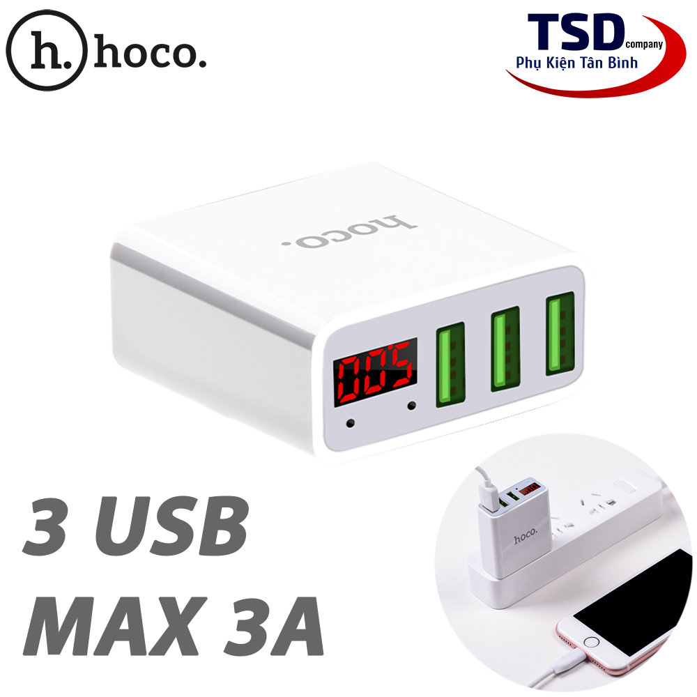 Củ Sạc Đa Năng 3 Cổng USB Hoco C15 Chính Hãng