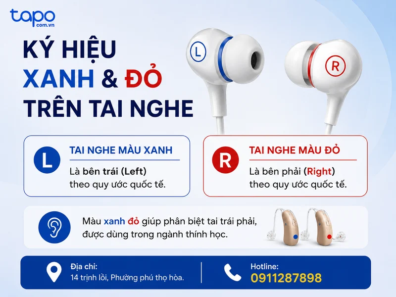 Ký hiệu Xanh và Đỏ trên tai nghe