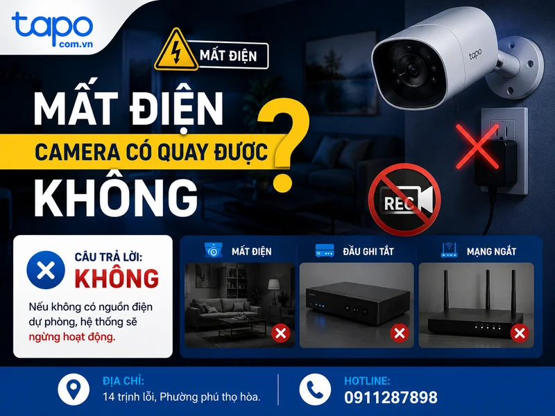 Mất điện camera có quay được không