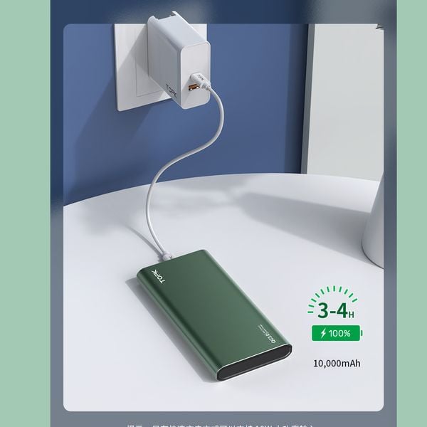 Sạc Dự Phòng TOPK I1006 10000mAh Cho iPhone Huawei Samsung Xiaomi Oppo Vivo Realme Hai Cổng Dung Lượng Có Màn Hình Điện Tử