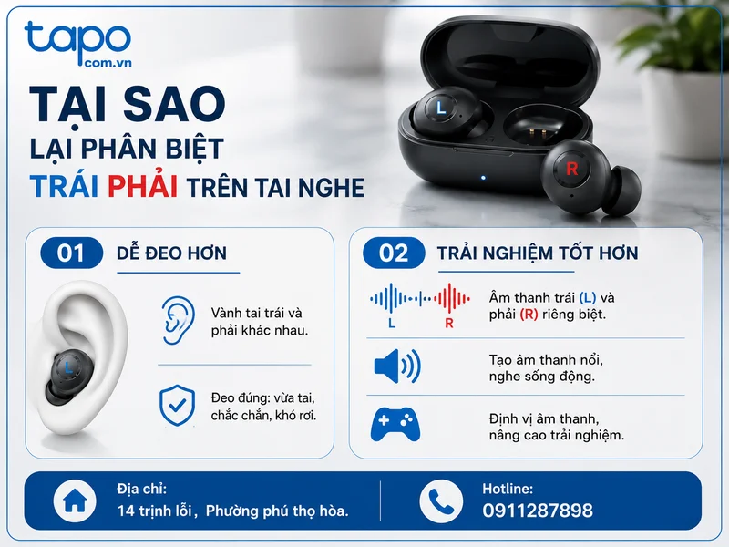 Tại sao lại phân biệt trái phải trên tai nghe
