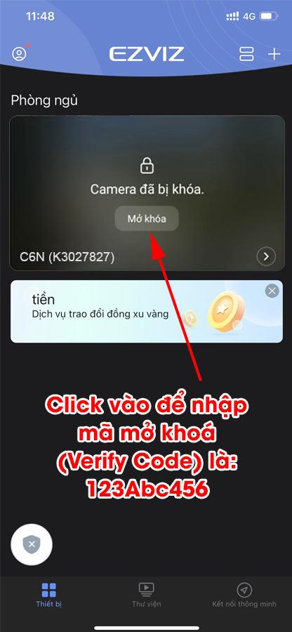 Bước 4. Nhập Verfy Code trên phần mềm Ezviz