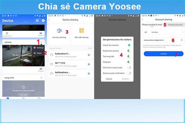 Cách chia sẻ xem camera Yoosee trên điện thoại