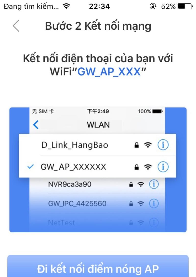 Cách kết nối camera với điện thoại từ xa bước kết nối điểm AP