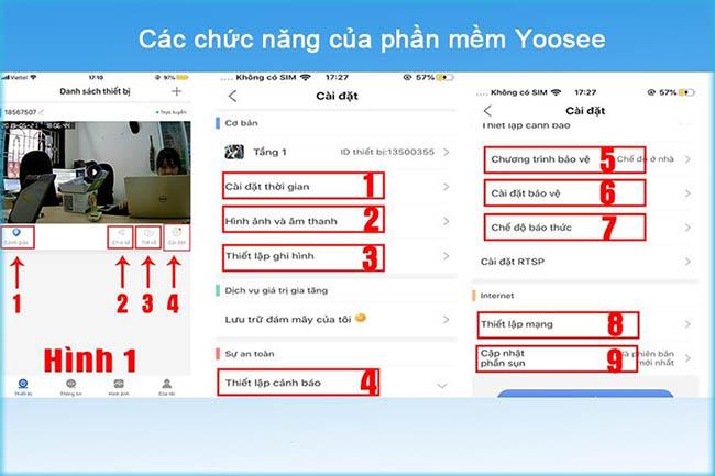 Điều khiển và cài đặt các tính năng cho camera Yoosee