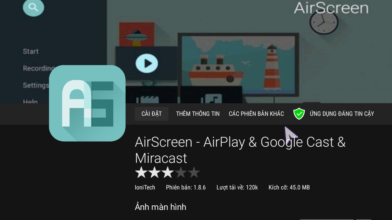 Giao diện phần mềm Air Screen