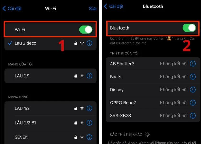 mở wifi và bluetooth trên điện thoại