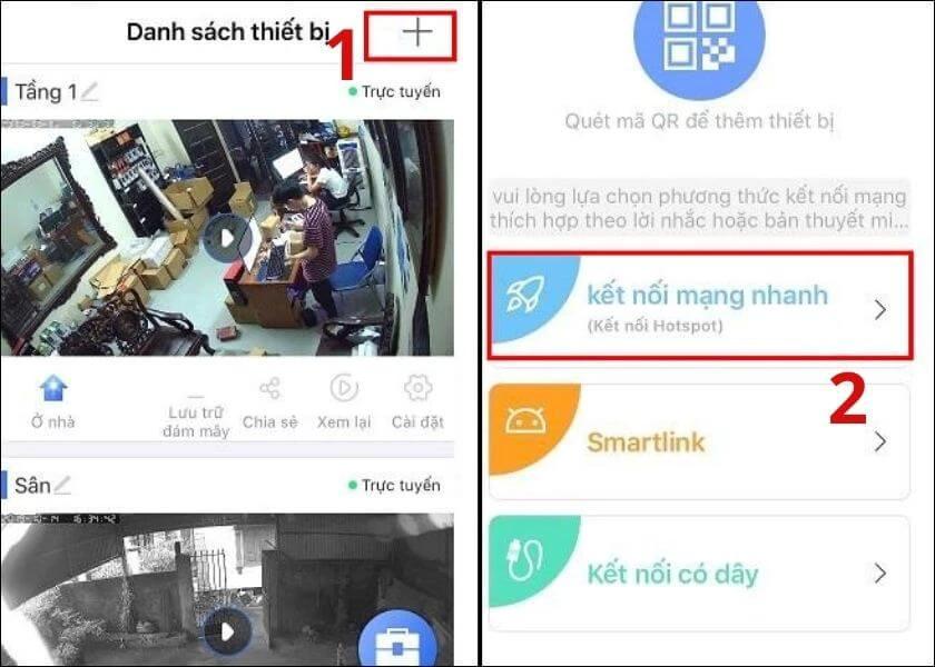 thêm thiết bị camera trên màn hình yoosee