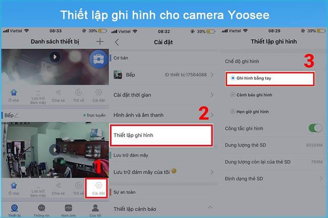 Thiết lập ghi hình cho camera Yoosee