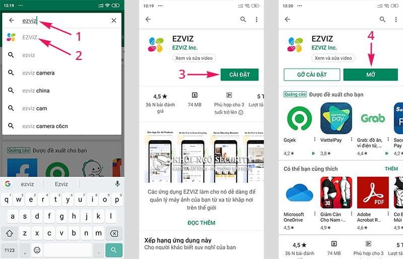 Vào Google Play cài phần mềm Ezviz