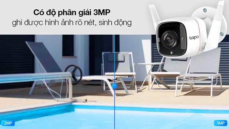Camera TP-Link Tapo C310 3MP ghi hình 1296p, cho chi tiết rõ nét khi phóng to trên điện thoại
