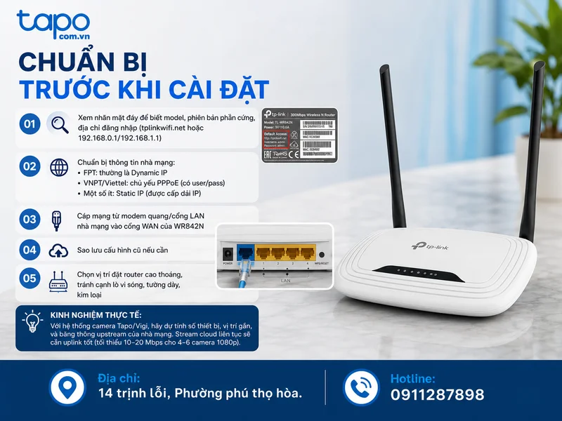 Chuẩn bị trước khi cài đặt TP Link WR842N
