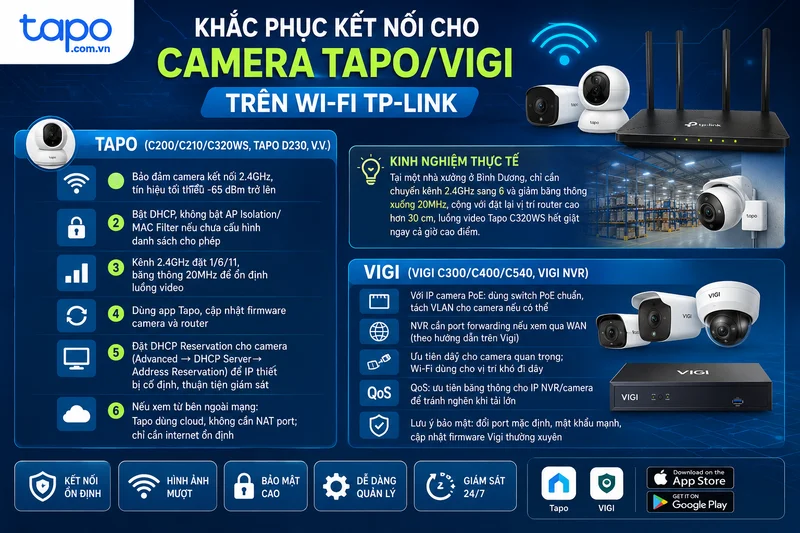 Khắc phục kết nối cho camera Tapo/Vigi trên Wi-Fi TP-Link