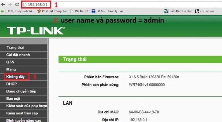 Bước 3: Truy cập trang cấu hình WR740N