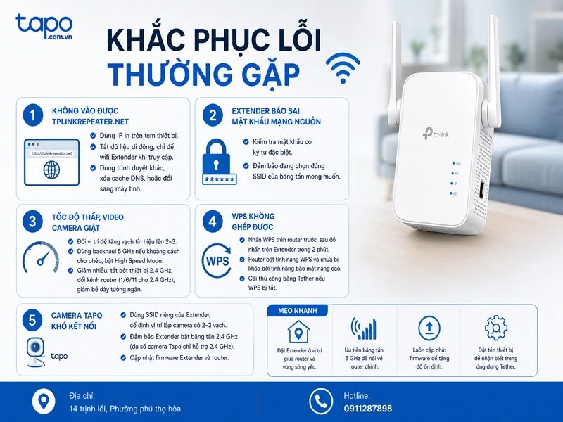 Khắc phục lỗi thường gặp khi Hướng dẫn sử dụng TP-Link Extender