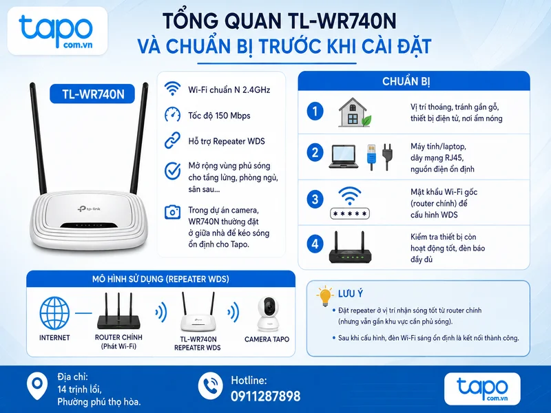 Tổng quan TL-WR740N và chuẩn bị trước khi cài đặt