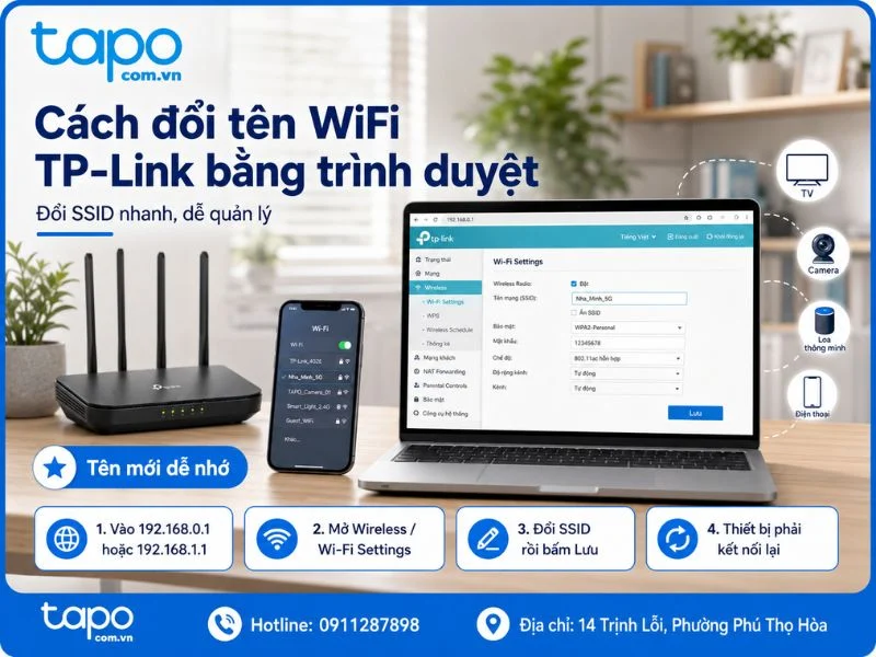 Cách đổi tên WiFi TP-Link bằng trình duyệt