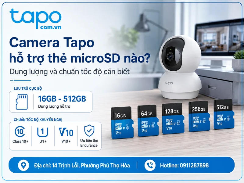 Camera Tapo hỗ trợ thẻ nhớ microSD nào? Dung lượng tối đa, chuẩn tốc độ cần biết