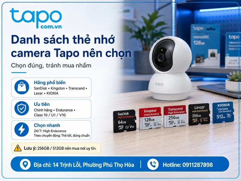 Danh sách thẻ nhớ camera Tapo nên chọn: nhìn sao cho đúng, tránh mua nhầm mà tưởng đúng