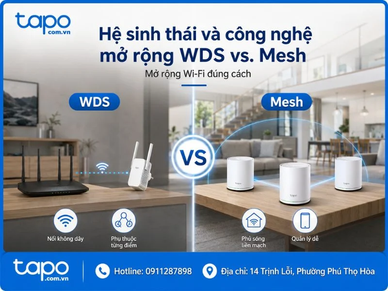Hệ sinh thái và công nghệ mở rộng WDS vs. Mesh