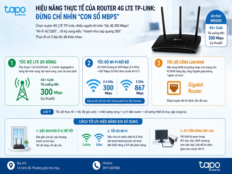 Hiệu năng thực tế của router 4G LTE TP-Link: đừng chỉ nhìn “con số Mbps”
