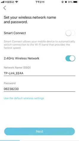 Thiết lập tên và mật khẩu Wi‑Fi băng tần 2.4GHz