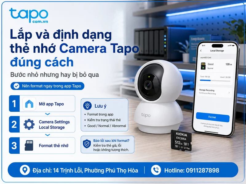 Lắp và định dạng thẻ nhớ camera Tapo đúng cách: bước nhỏ nhưng hay bị bỏ qua