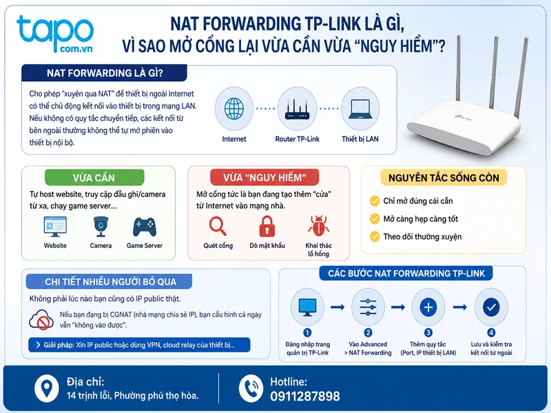 NAT Forwarding TP-Link là gì, vì sao mở cổng lại vừa cần vừa “nguy hiểm”?