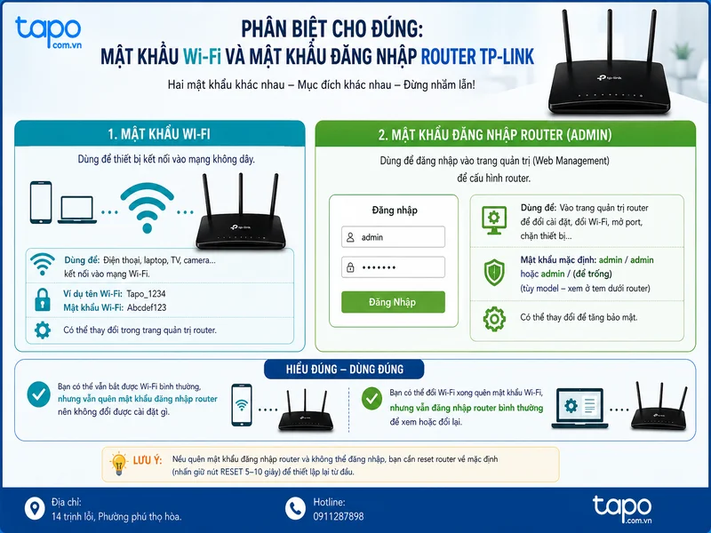 Phân biệt cho đúng: Quên mật khẩu wifi TP-Link và mật khẩu đăng nhập router TP-Link