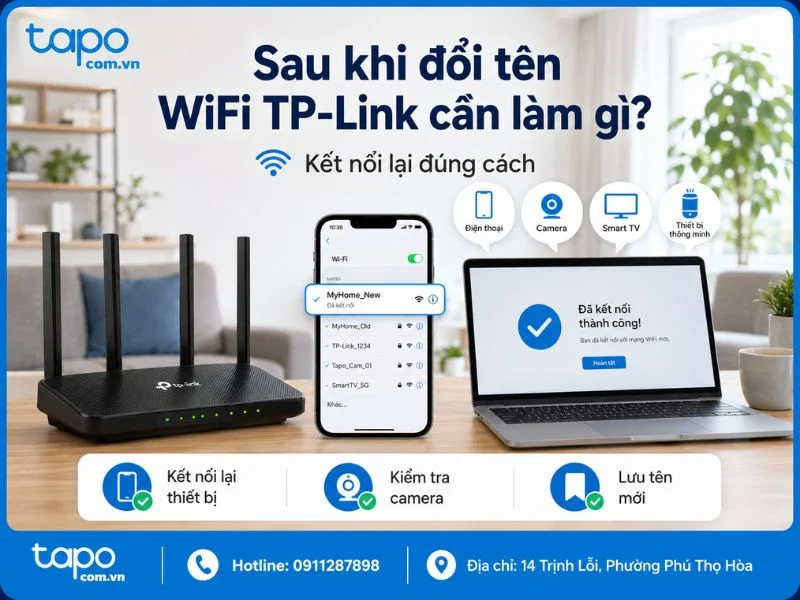 Sau khi đổi tên WiFi TP-Link cần làm gì?