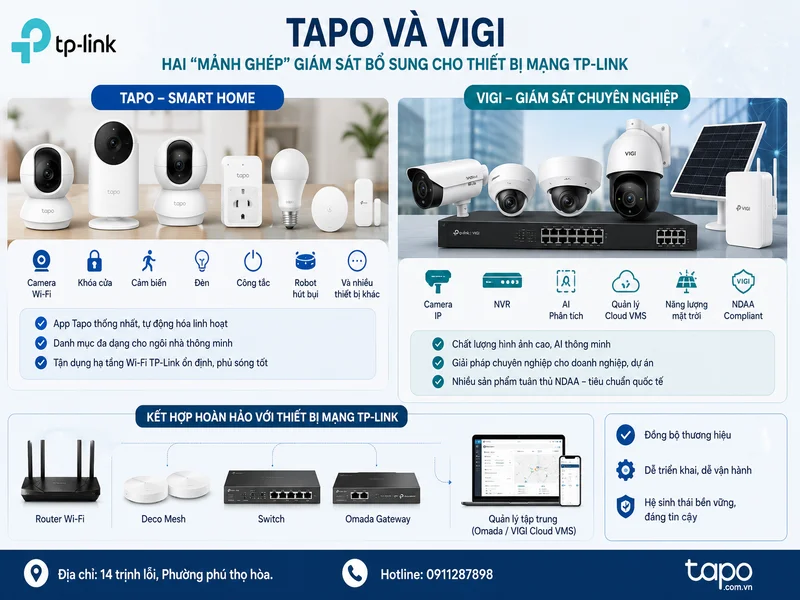 Tapo và Vigi: Hai “mảnh ghép” giám sát bổ sung cho thiết bị mạng TP-Link