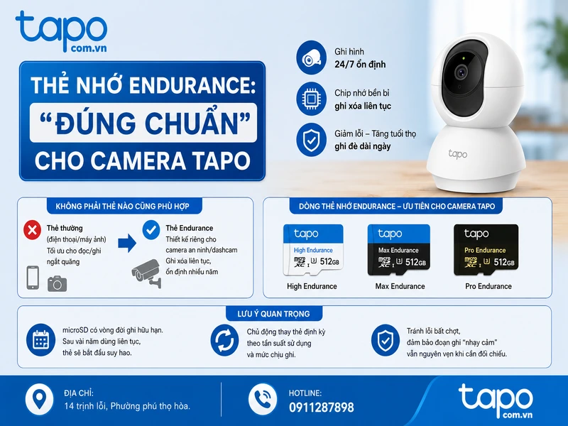 Thẻ nhớ Endurance: “đúng chuẩn” cho thẻ nhớ camera Tapo
