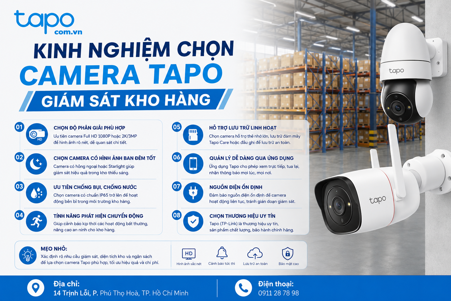Kinh nghiệm chọn camera Tapo giám sát kho hàng