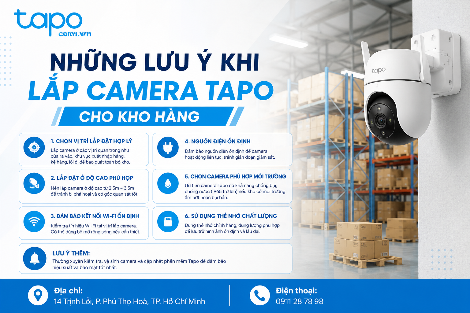 Những lưu ý khi lắp camera Tapo cho kho hàng