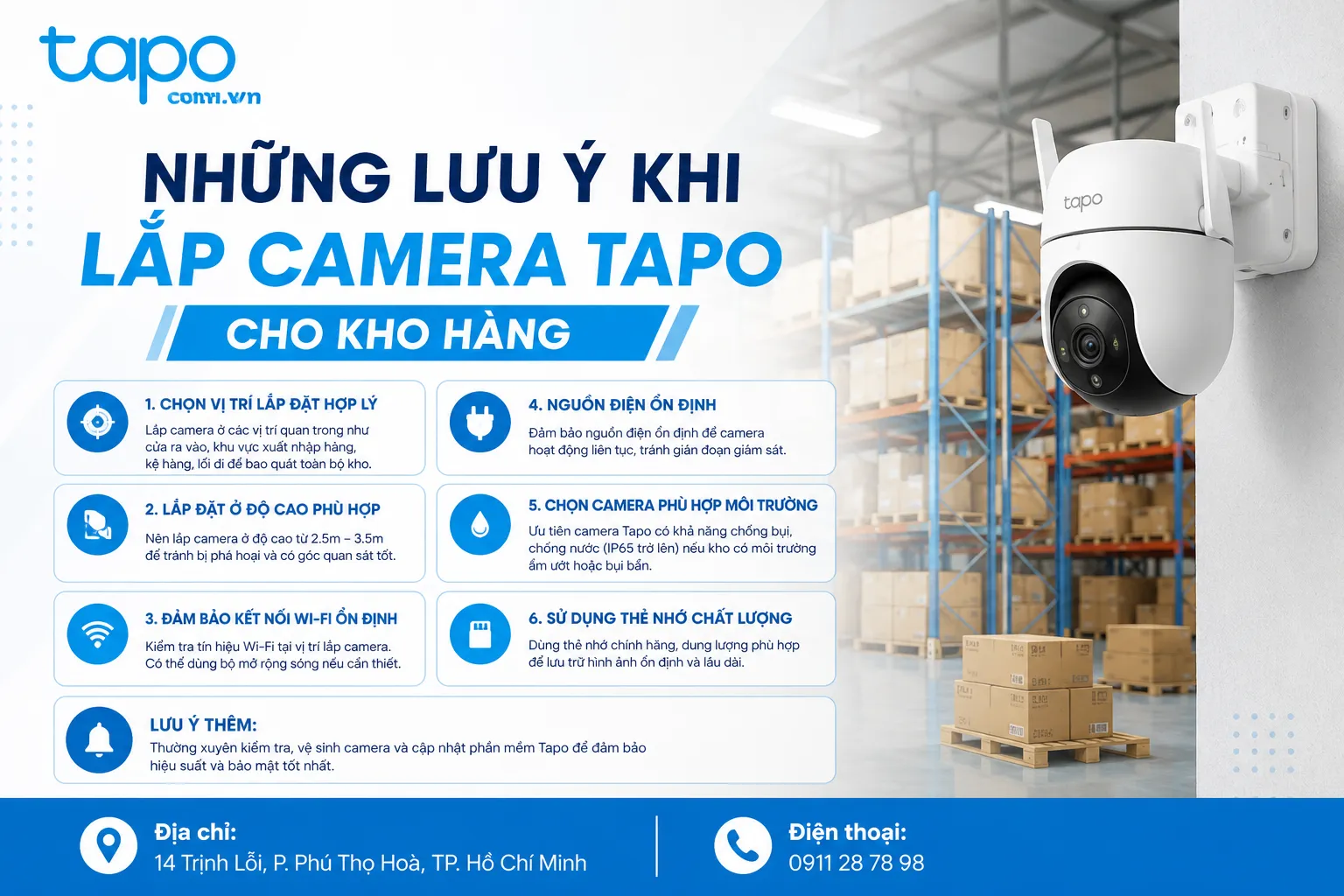 Những lưu ý khi lắp camera Tapo cho kho hàng