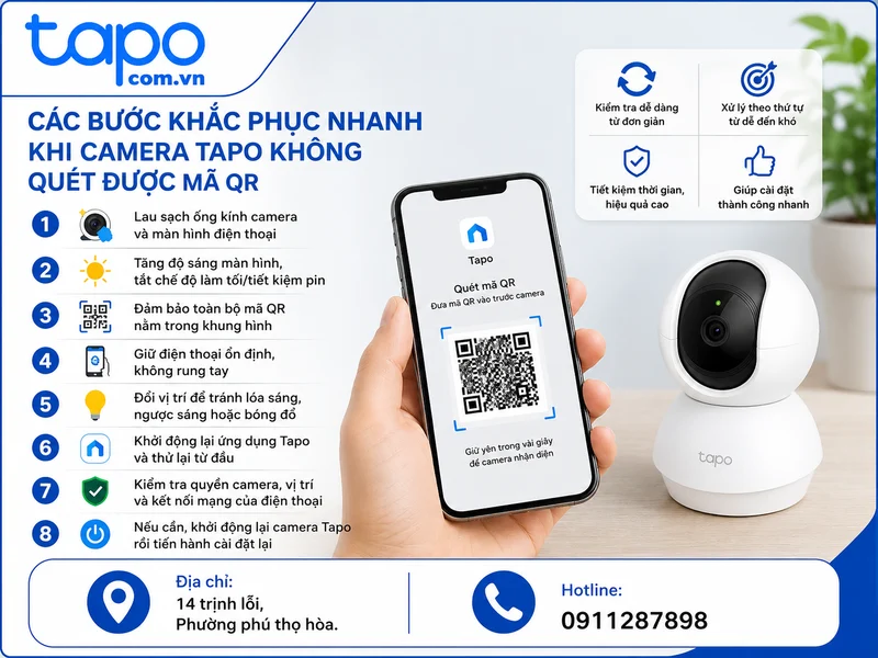 Các bước khắc phục nhanh khi camera Tapo không quét được mã QR