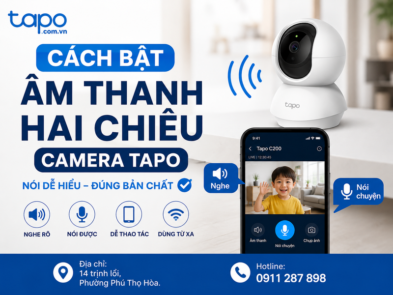 cách bật âm thanh hai chiều camera Tapo