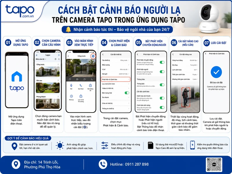 Cách bật cảnh báo người lạ trên camera Tapo trong ứng dụng Tapo