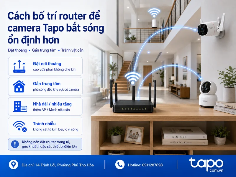 Cách bố trí router để camera Tapo bắt sóng ổn định hơn