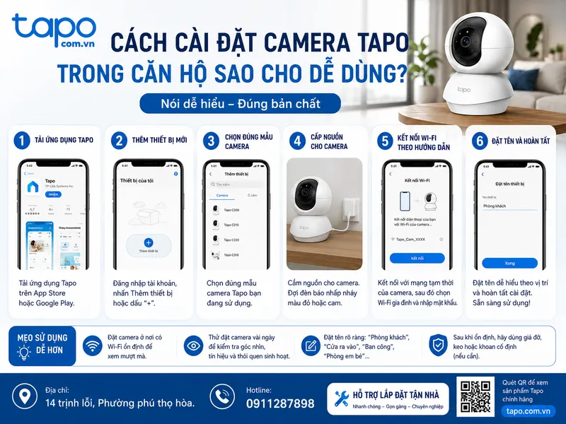 Cách cài đặt camera Tapo trong căn hộ sao cho dễ dùng