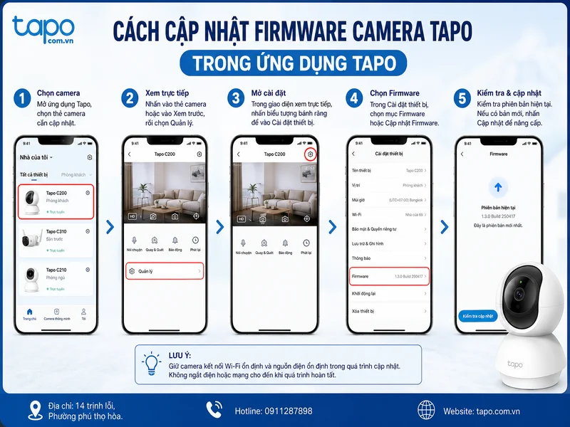 Cách cập nhật firmware camera Tapo trong ứng dụng Tapo
