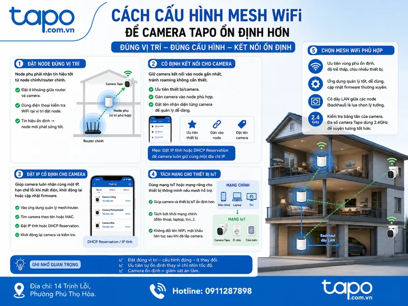 Cách cấu hình mesh WiFi để camera Tapo ổn định hơn