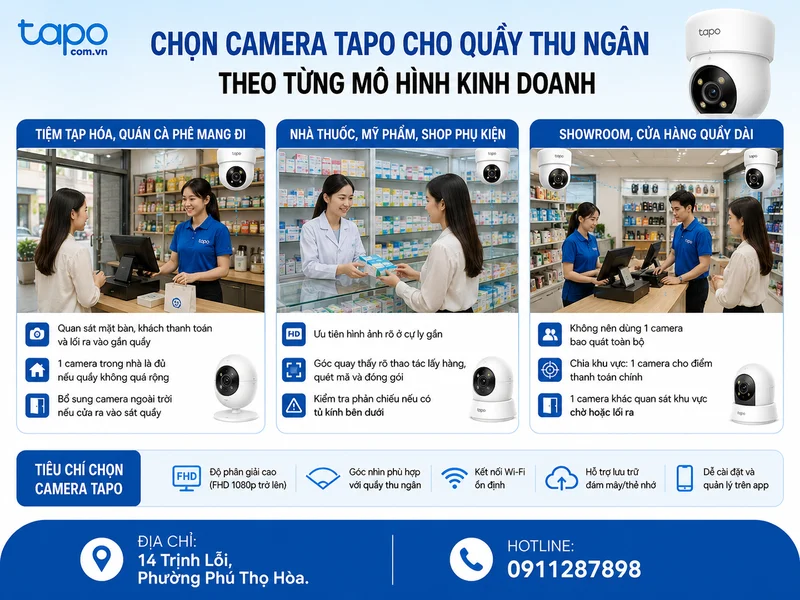 Cách chọn camera Tapo cho quầy thu ngân theo từng mô hình kinh doanh