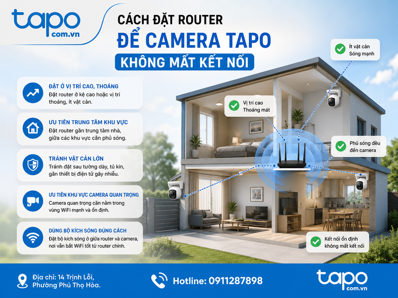 Cách đặt router để camera Tapo không mất kết nối