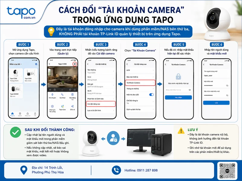 Cách đổi “Tài khoản Camera” trong ứng dụng Tapo