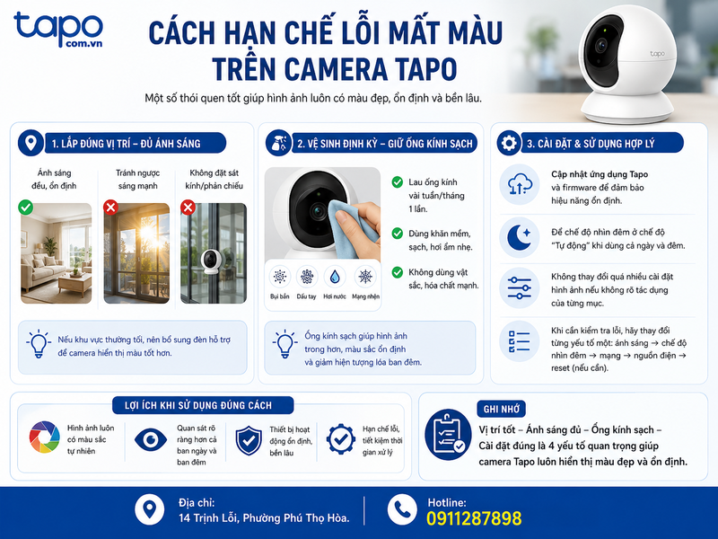 Cách hạn chế lỗi mất màu trên camera Tapo trong quá trình sử dụng